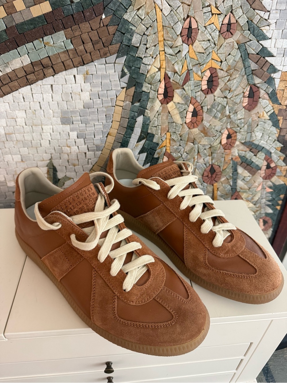 Maison Martin Margiela Brown & Cream Leather Suede Sneakers